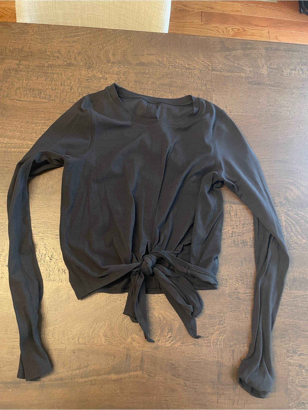 Black Tie-Front Long Sleeve Pilates top lululemon